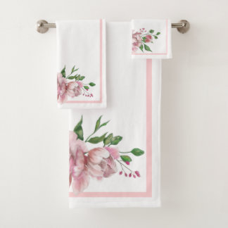 Watercolor Floral Bathroom Towel Set
