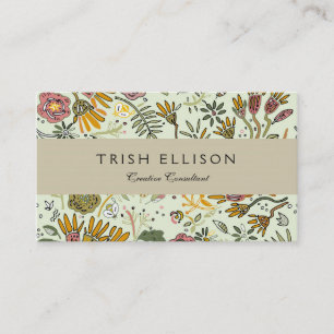 Watercolor Floral Bee Flowers Elegant Modern Business Card