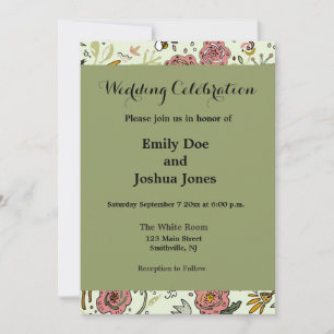 Watercolor Floral Bee Flowers Elegant Modern Invitation