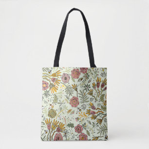 Watercolor Floral Bee Flowers Elegant Modern Tote Bag
