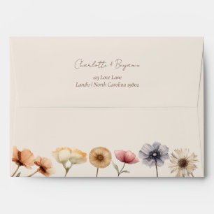 Watercolor Floral Beige Baby Shower Return Address Envelope