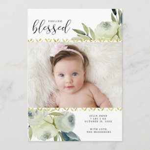 Watercolor Floral Birth Announcement with Photos