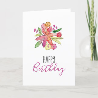 Watercolor Floral Birthday Card