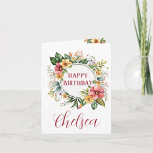 Watercolor Floral Birthday Card For Her