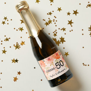 Watercolor Floral Birthday Mini Sparkling Wine Label