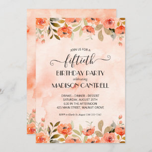 Watercolor Floral Birthday Party Invitations
