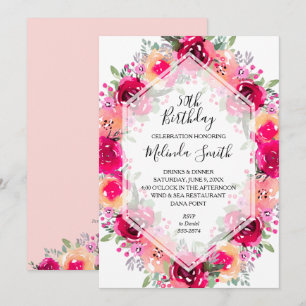 Watercolor Floral Birthday Party Invitations