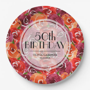 Watercolor Floral Birthday Party Paper Plate