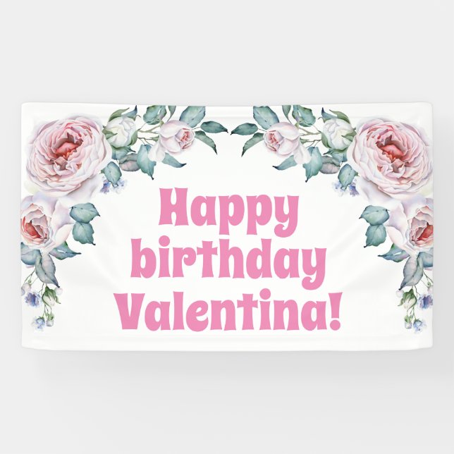 Watercolor Floral Birthday Welcome Banner (Horizontal)
