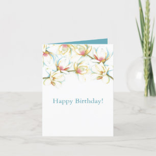 Watercolor Floral Birthday Wishes Card