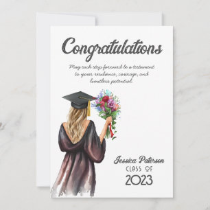 Watercolor Floral Blonde Skin Girl Congratulations