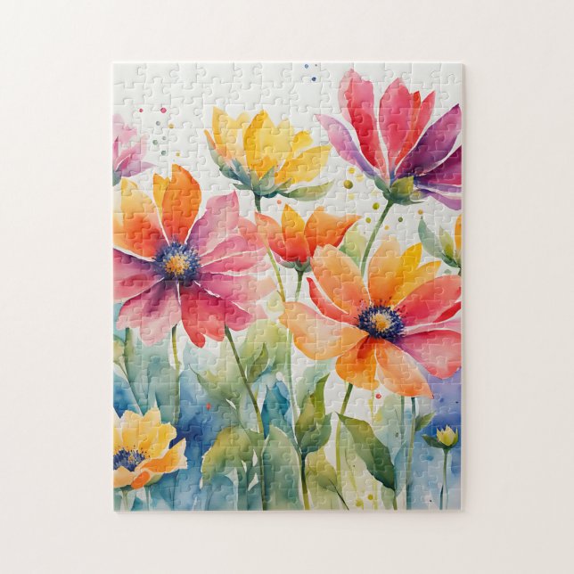 Watercolor Floral Bloom Jigsaw Puzzle (Vertical)