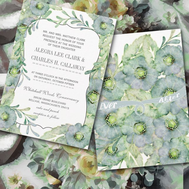 Watercolor Floral Blue and Green Wedding Invitation (Creator Uploaded)