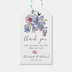 Watercolor Floral Blue Lavender Blush Modern Favou Gift Tags