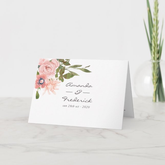 Watercolor floral Blush Pink Wedding Program (Front)