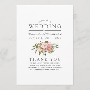 Watercolor floral Blush Pink Wedding Program
