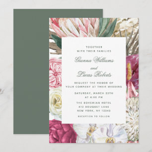 Watercolor Floral Boho Botanical Wedding Invitation