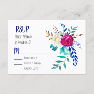 Watercolor Floral Boho Chic RSVP Card