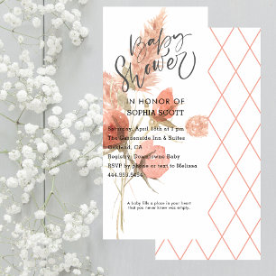 Watercolor Floral Boho Girl Baby Shower Invitation