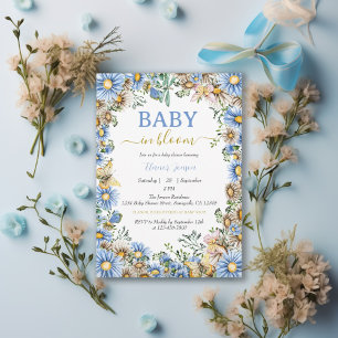Watercolor Floral Boho Rustic Boy Baby Shower Invitation