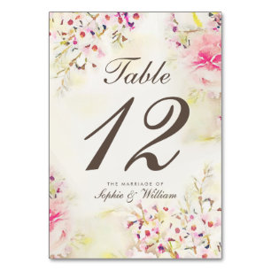 Watercolor Floral Boho Vintage Table Number Card