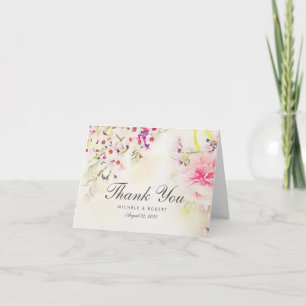Watercolor Floral Boho Vintage Thank You Note Card