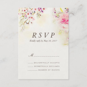 Watercolor Floral Boho Vintage Wedding RSVP Card