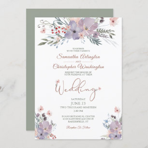 Watercolor Floral Boho Wildflowers Wedding Invitation