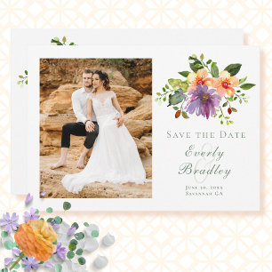 Watercolor Floral Bold Spring Summer Fall RSVP Invitation
