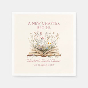 Watercolor Floral Book New Chapter Bridal Show Napkin