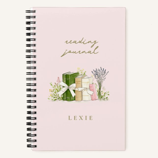 Watercolor Floral Books & Bows Reading Journal (Front)