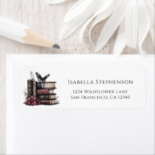 Watercolor Floral Books Butterfly Return Address Label