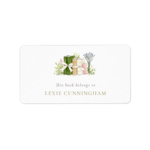 Watercolor Floral Books Personalised Bookplate Label
