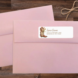 Watercolor Floral Boot Western Return Address Return Address Label