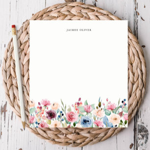 Watercolor Floral Border Personalised Notepad