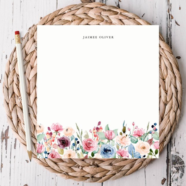 Watercolor Floral Border Personalised Notepad (Creator Uploaded)