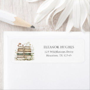 Watercolor Floral Botanical Books Return Address  Label