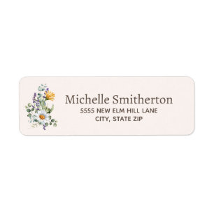 Watercolor Floral Botanical Elegant Return Address Label