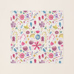 Watercolor Floral Botanical Hedgerow Pattern Scarf<br><div class="desc">A pretty modern watercolor painting of flowers and leaves in rich autumn colours scattered on a white background.</div>