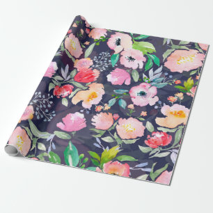 Watercolor floral botanical pattern and seamless b wrapping paper