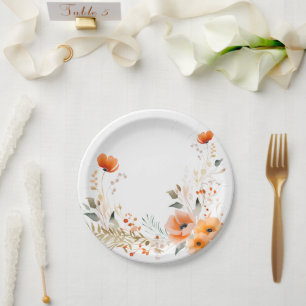 Watercolor Floral Botanical Romantic Paper Plate