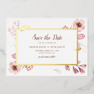 Watercolor Floral Botanical Save the Date Wedding