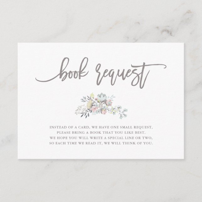Watercolor Floral Botanical Wreath | Book Request Enclosure Card (Front)
