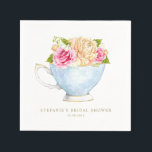 Watercolor Floral Bouquet in Teacup Bridal Shower Napkin<br><div class="desc">Add a touch of timeless elegance to your bridal shower with these customisable bridal shower paper napkins featuring a charming watercolor rose bouquet in a vintage teacup. Perfect for tea party-themed celebrations, garden gatherings, or romantic bridal brunches. Personalise these paper napkins by adding your name, event and date. Whether you're...</div>