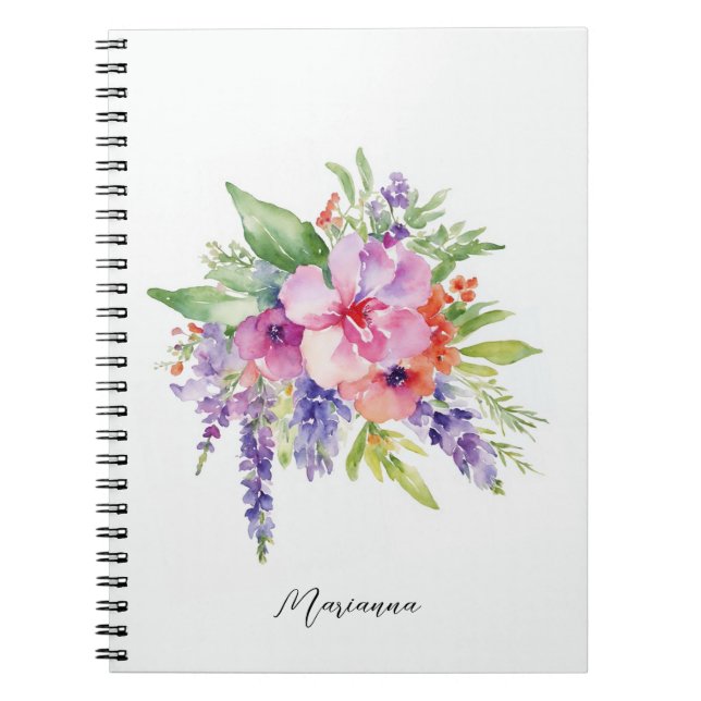 Watercolor Floral Bouquet Notebook (Front)