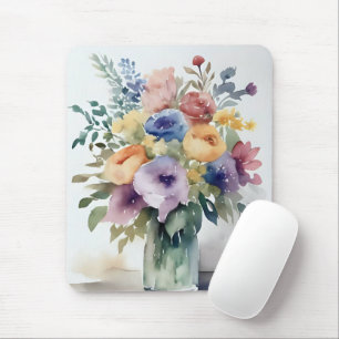 Watercolor Floral Bouquet Painting Mouse Pad