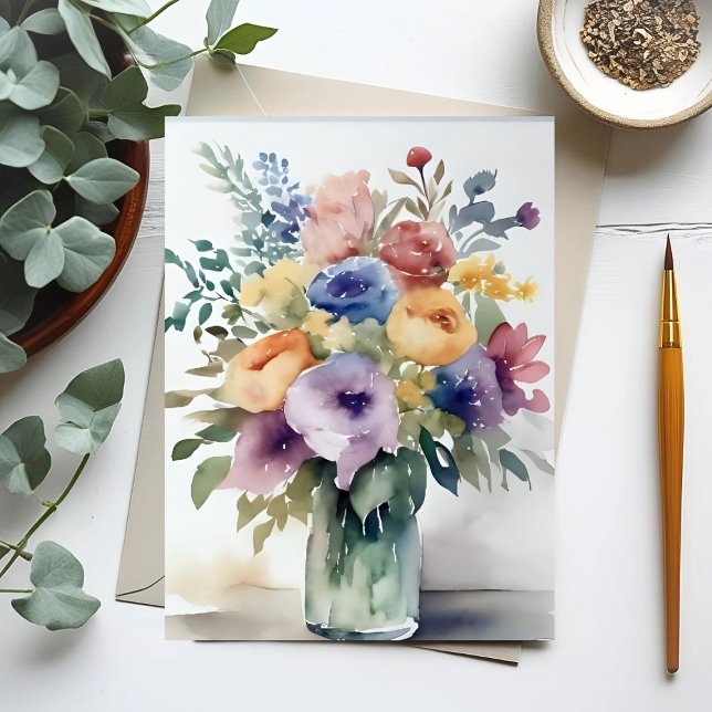 Watercolor Floral Bouquet Painting Postcard (Creator Uploaded)