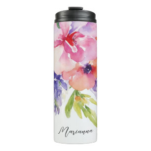 Watercolor Floral Bouquet Thermal Tumbler