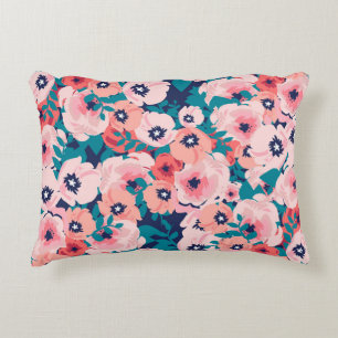 Watercolor Floral Bouquet: Vintage Peonies. Decorative Cushion