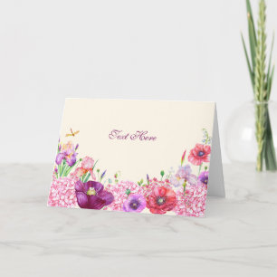 Watercolor floral branch bird nature card